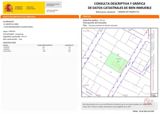 Parcela en venta en Manzanares, de 1375 m2 por 300.000 €, Ref. 0391 en Manzanares